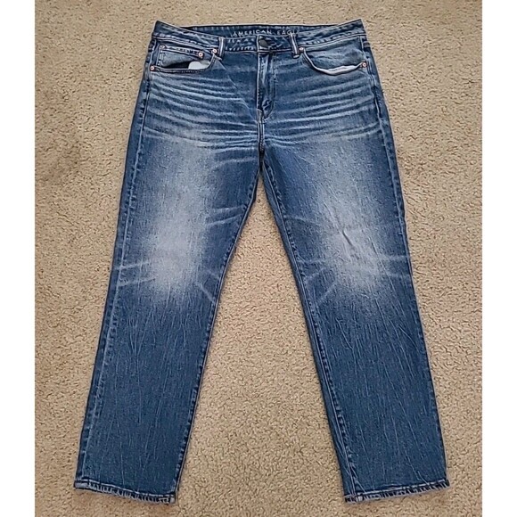 American Eagle Airflex Plus Jeans Mens 36x30 (36×27) Blue Athlectic Straight - Picture 1 of 13